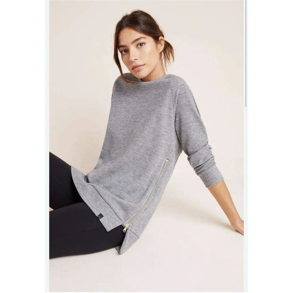 Women’s Anthropologie VARLEY Sierra side-zip gray heatherd ribbed knit small